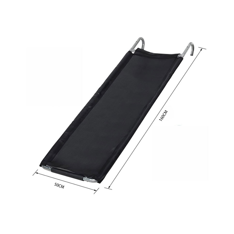 Does the trampoline slide have safety rails or anti-slip edges?