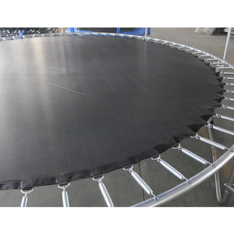 How does a trampoline jumping cloth achieve its durability and tear resistance through its high-density polypropylene woven structure?